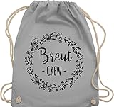 Shirtracer JGA Junggesellenabschied Frauen - Braut Crew Blumenkranz schwarz - Unisize - Hellgrau - team braut beutel - WM110 - Turnbeutel und Stoffbeutel aus Baumw