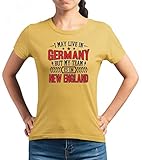 Patriots New England Pats Football Super Bowl Premium T-Shirt Frauen Shirt, Größe:M, Farbe:Gelb (Gold L191)
