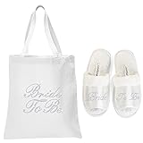 White Bride To Be Crystal Open Toe Spa Slippers and Tote bags wedding bride gift hen party by CrystalsR