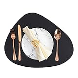 RAILONCH 6er Set Tischsets Abwaschbar, PU Leder Platzsets Lederoptik Wasserdicht 44x36cm Platzdecken für Hause Küche Restaurant (Schwarz,6 Stück)