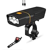 ANKBOY Fahrradlicht Set USB Aufladbar Regenfest Fahrradlampe 3 Licht-Modi IPX5 Wasserdicht LED Fahrradbeleuchtung Vorne Frontlicht & Rücklicht Wiederaufladbar für Radfahren Wandern Camping Schw