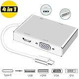 faersi 4K Typ C zu HDMI Adapter, USB-C 3.1 auf HDMI DVI VGA USB 3.0 USB Hub Multiport Adapter für MacBook/MacBook Pro/Chromebook Pixel/Samsung Galaxy S8/S8 Plus zu HDTV/Monitore/Projek