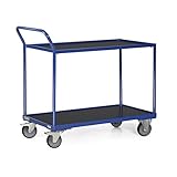 Protaurus Tischwagen, Traglast 300 kg, 2 Ladeflächen 1000x600 mm, 1 abgewinkelter Schiebbügel, RAL 5010, Enzianb