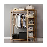 MZP Kleiderständer Holz klein Freistehender mit Kleiderstange Garderobenständer schwerlast Offener Kleiderschrank stabil Garderobe Erwachsene Kinder Schlafzimmer (Color : Wood, Size : 123x30x145cm)