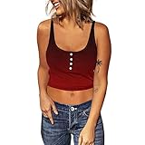 Damen Lässiges Print Strap Crop Weste Tops Button Down Ärmellose Shirts Low Cut Fitted Camisoles Tank,Sexy Tuniken Sweatshirt Oberteile Elegant Jumper Kontrastfarbene Streetwear Bluse Tops Eay
