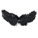 Nicejoy Halloween Dekorationen,Halloween Partydekoration,Halloween Deko,Haustier Halloween Kostüm Welpe Cosplay Teufel Engel Federflügel Foto Requisiten Black S