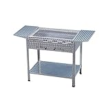 Holzkohlegrill Grill Kohlegrill aus Edelstahl 65x53x80 cm mit Seitenablagen und zerlegbarem Grillrost aus Edelstahl Kohlekasten Grillfläche 59,5x47 cm ideal für Privat Verein Catering G