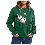 TTWOMEN Chirstmas Damen Rundhals Langarm Pullover Tops Casual Print Loose Fit Shirts Bluse Sw