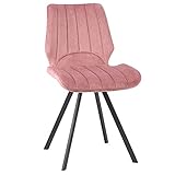 Trisens Esszimmerstühle Küchenstuhl Polsterstuhl Design Stuhl mit Rückenlehne, mit Sitzfläche aus Samt, Gestell aus Metall, Farbe:Rosa, Menge:1 S