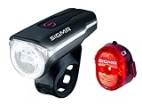 Sigma Sport LED Fahrradbeleuchtung-Set AURA 60 USB/NUGGET II, Frontlicht und Rücklicht, StVZO Zulassung, Akku wiederaufladbar, w