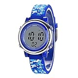 Kinderuhr Mädchen, Lernuhr für Kinder 3ATM Wasserdicht Digital 3D Cute Cartoon Silikon Armband Armbanduhr mit Wecker/Datum/Stoppuhr/LED-Licht, Elektronische Kids U