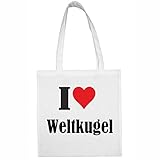 Reifen-Markt Tasche I Love Weltkugel Größe 38x42 Farbe Weiss Druck Schw