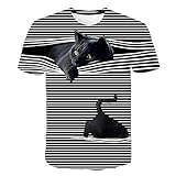 UKKD T Shirts Männermode Coole T-Shirt Männer Und Frauen T-Shirt Muster Zwei Katzen Kurzhülse Sommer Top T-Shirt T-Shirts-6Xl-Xxm02,XXXL
