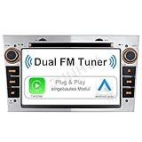 Android 10 Carplay Android Auto 2GB+32GB Dual-Tuner-Radio Bluetooth5.0 DSP DAB+ WiFi USB Navi Autoradio DVD GPS Touch Screen für OPEL Astra Corsa C D Vivaro Antara Vectra Zafira (Silber)