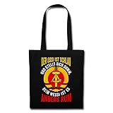 Spreadshirt Der Ossi Ist Schlau Witziger Spruch DDR Flagge Stoffbeutel, Schw