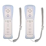 Lactivx Wii-Fernbedienung, kabelloser Gesten-Controller mit Silikonhülle und Handschlaufe für Wii Wii U-Konsole (2 Stück, weiß und weiß)