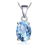 JewelryPalace Oval 2.1ct natürlicher himmelblauer Topas Birthstone Solitaire Anhänger 925 Sterling Silb
