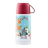 Ambition Thermosflasche Forest Team 320 ml 19 x 7 cm weiß grün rot blau Thermobecher Isolierbecher Travel Mug Kaffebecher Weihnachtsmotiv W