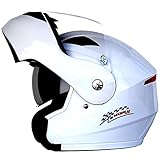 Motorrad-Integralhelm Dot/Ece-Zertifiziert Leichter einteiliger Motorradhelm Streetbike-Rennhelm mit Schutzbrille Abnehmbares Futter Erwachsene Junge Männer und Frauen H,L59-60CM