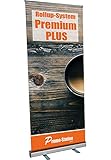 Roll Up Premium Plus | Rollup ohne Banner, ohne Druck | einseitiges Alu Roll-Up, Silber eloxiert | inkl. Tragetasche | Rollup Banner Bannerdisplay Werbebanner Aufsteller für Werbung (85cm x 200cm)