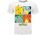 Pokémon-T-Shirt mit 4 Figuren, offizielles Lizenzprodukt, für Jungen, Weiß 7-8 J