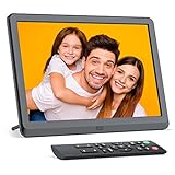 Digitaler Bilderrahmen 10 Zoll, FamBrow 1980 x 1080 Full HD Elektronischer Bilderrahmen mit Fernbedienung IPS Display Helligkeit Einstellbar/Musik/Video/Kalender/Wecker, Unterstützt USB und 32G Karte 