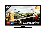 Hitachi 43HAK6150 Fernseher 43 Zoll (109 cm) - Smart TV mit intergrierten WLAN, 4K Ultra HD, 3840 x 2160,1x VGA, 4X HDMI, 2X USB, Bluetooth, VESA 100 X 100 mm, Wecker, elektronischer Programmfü