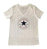 Converse Chuck Taylor Core Patch Logo T-Shirt mit V-Ausschnitt, Weiß, XX-Larg