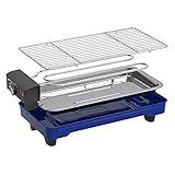 Barbecue Grill Holzkohle Outdoor Indoor Electric Grill rauchloser Grill 1500W elektrischer BBQ-Grill- und Antihaftgrillplatten mit Temperatursteuerung, abnehmbarer Tropfablage, blau Tragbarer Barb
