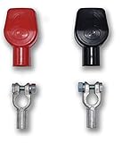 1 Paar Polklemmen Größe 70 mm2 (qmm) mit Schutzkappe für Plus und Minuspol - Für Autobatterie, AGM Batterien, Gel-Batterien, Blei-Säure Batterien – zur Verpressung hydraulisch oder Handpressung 70 mm²