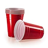 Vivaloo 50 Wiederverwendbare Trinkbecher - Bierpongset Red Cups, Rote Beer Pong Becher, Partybecher 473ml 16