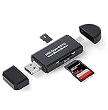 Hoonyer Speicherkartenleser SD/Micro SD Kartenleser USB 2.0 Adapter OTG 3 in 1 Kartenleser für SD/Micro SD/TF/SDHC/SDXC/MMC/Micro SDHC/Micro SDXC Karten,Samsung S10/S20, Huawei P40, MacBook usw