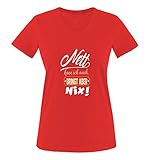 Comedy Shirts - Nett kann ich auch bringt Aber nix! - Damen V-Neck T-Shirt - Rot/Beige-Weiss Gr. S