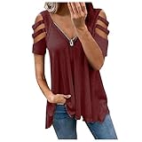 Longshirt Damen Oversize Mode Für Mollige Frauen Schwarze Blusen Damen Damen Tshirt Lang Bluse Kurzarm Shirts Damen Tshirts Damen Sommer Weiß T S