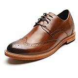 CHAMARIPA Herren unsichtbare Höhensteiger-Schuhe aus echtem Leder, Brogue-Schuhe, 6,4 cm größer DX60B06-1, Braun (braun), 42.5 EU