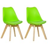 WOLTU BH29gn-2 2 x Esszimmerstühle 2er Set Esszimmerstuhl Design Stuhl Küchenstuhl Holz, Grü