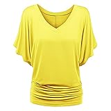 FrüHling Und Sommer Damen Casual Pullover V-Ausschnitt Einfarbig Lose GroßE Kurzarm T-Shirt Top D