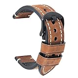 Uhrenarmband 24mm Ersatz-Uhrenband Leder Uhrenarmband Männer Armband Zubehör Braunes Herrenuhrenarmband Schwarz plattierte S