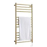 FBBSZSD Beheizter Handtuchwärmer für Badezimmer, an der Wand befestigte heiße Handtuchhalter, beheizter Handtuchtrockner aus Edelstahl 304, 14 Stangen (Gold), Kabelgeb