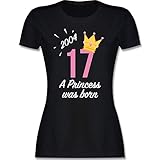 Geburtstagsgeschenk Geburtstag - 17 Geburtstag Mädchen Princess 2004 - S - Schwarz - 17 Geburtstag Geschenk - L191 - Tailliertes Tshirt für Damen und Frauen T-S