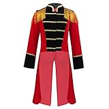Agoky Jungen Kinder Prinz Militär Uniform Mantel Frack Jacke Gothic Gehrock Lange Jacke Weihnachten Halloween Outfits Rot 158-164