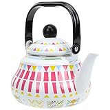 Toyvian Emaille Tee Wasserkocher Emaillierte Teekanne Retro Wasserkocher Bunte Teekocher Topf Kaffeemaschine Pot Water Wasserkocher für Home Office Gasherd Wasser Kochtopf 1. 5L