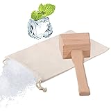 MeYuxg Holz Eishammer mit Lewis Bag Canvas Ice Bag, Wiederverwendbarer Crushed Ice Bag, Holzhammer Stechbeitel für Crush Ice Tools, Küchenzubehör, Barkeeper-Tools (2 Stücke)