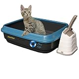 Joli Moulin New Life Katzentoilette offen mit Rand 40x50x15 cm Set mit Streuschaufel und Hygiene-Behälter 100% Recycling Material! Für eine grünere Umwelt ANTHRAZIT