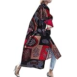 WJANYHN Herbst- Und Wintermode Und Elegante SchöNe Damenjacke Mit Langen Ausgestellten äRmeln Bedruckt Lose Windjacke Mehrfarbige V