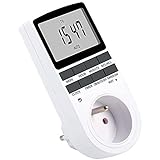 FUIKEING Elektronischer Digitaler Timer Schalter KüChen Timer Steckdose 230V 50HZ 7 Tage 12/24 Stunden Programmierbare Zeitliche Koordinierung Buchse FR EU Steck