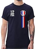 Fussball EM 2021 Fanartikel - 12. Mann Frankreich Fanshirt - XL - Navy Blau - em 2021 Trikot - L190 - Tshirt Herren und Männer T-S