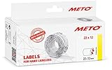 Original Meto Preisauszeichner Etiketten (22 x 12 mm, 1-Zeilig, 6.000 Stück, weiß, permanent, Preisetiketten für Meto, Contact, Sato, Avery, Tovel, Samark etc.), weiß