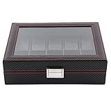 Qkiss Multifunktionale Aufbewahrungsbox Organizer Schmuck Aufbewahrungsorganisator Fall Container Box Reisekoffer10Slot Carbon Faser Schublade Abschließbarer Koffer Org