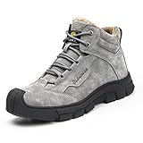 AINGRN Arbeitsschuhe Winter Herren Damen Sicherheitsschuhe S3 Leicht Warm Gefüttert Stahlkappe rutschfeste Wasserdicht SneakerWanderschuhe Winterschuhe (Color : Gray, Size : 43 EU)